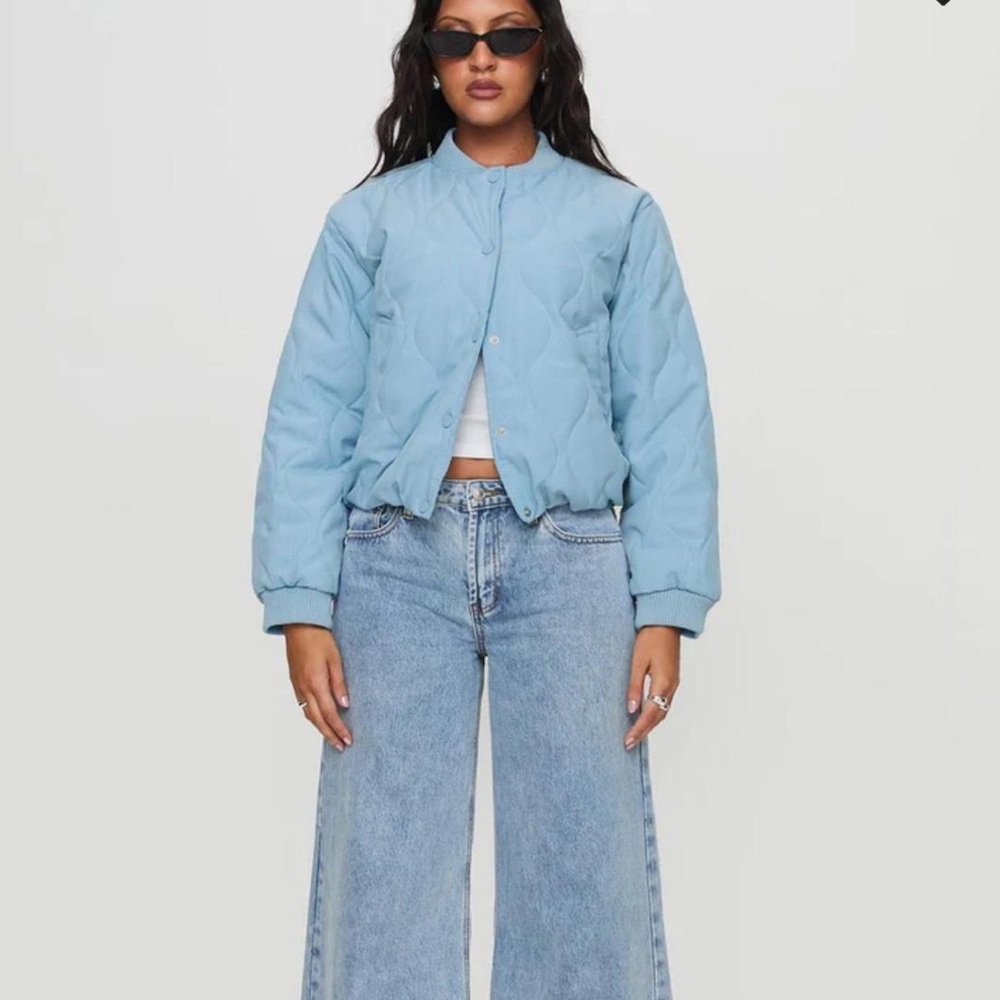 Princess Polly Sky Blue Bomber Jacket